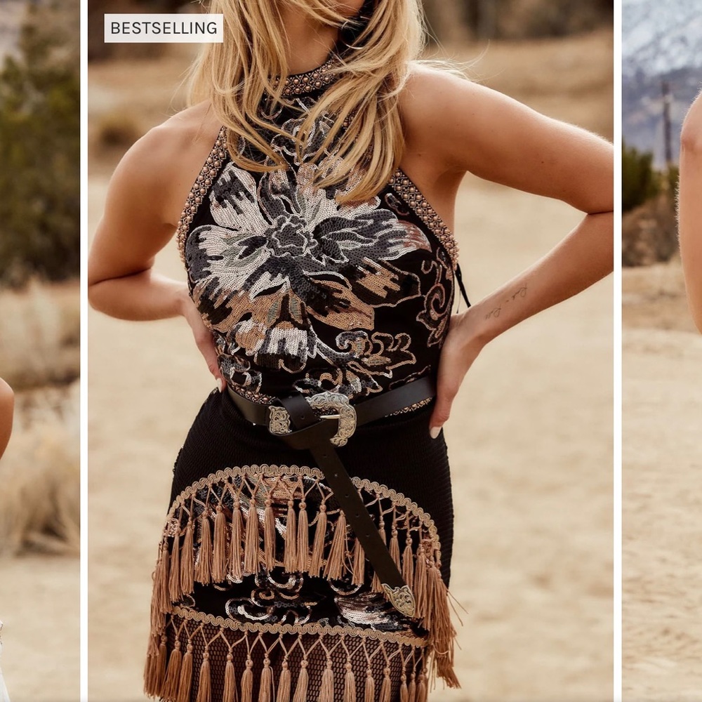 Like Gold Dust Sequin Fringe Dress